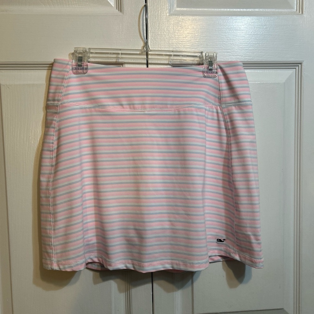 Vineyard Vines Performa Skort Size M Medium Pink White Blue Orange Striped Logo